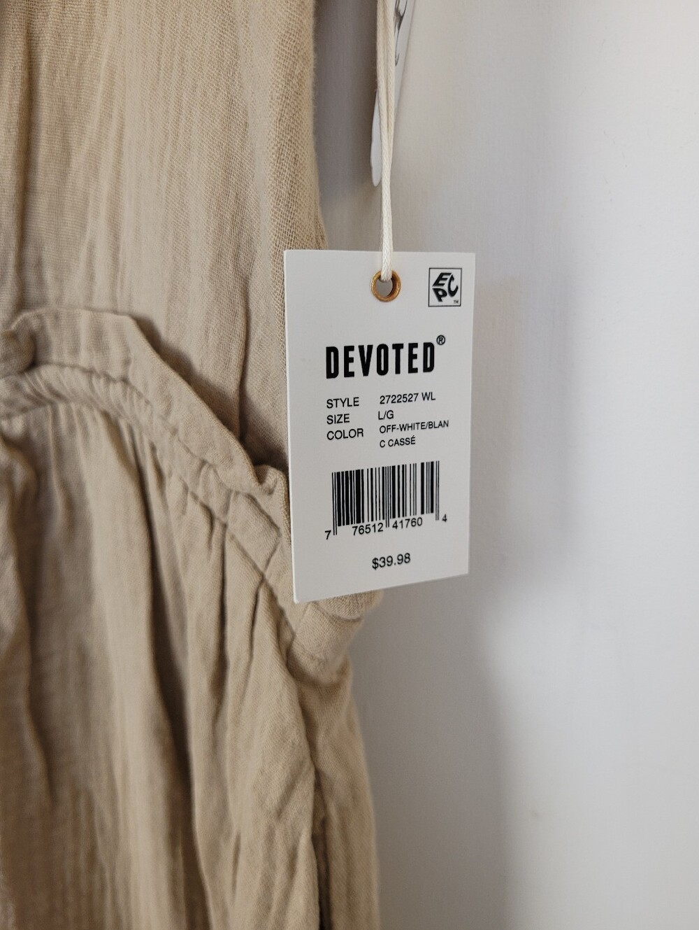 Devoted Large Beige Cotton Smocked Tiered Maxi Dress NWT - Picture 10 of 11